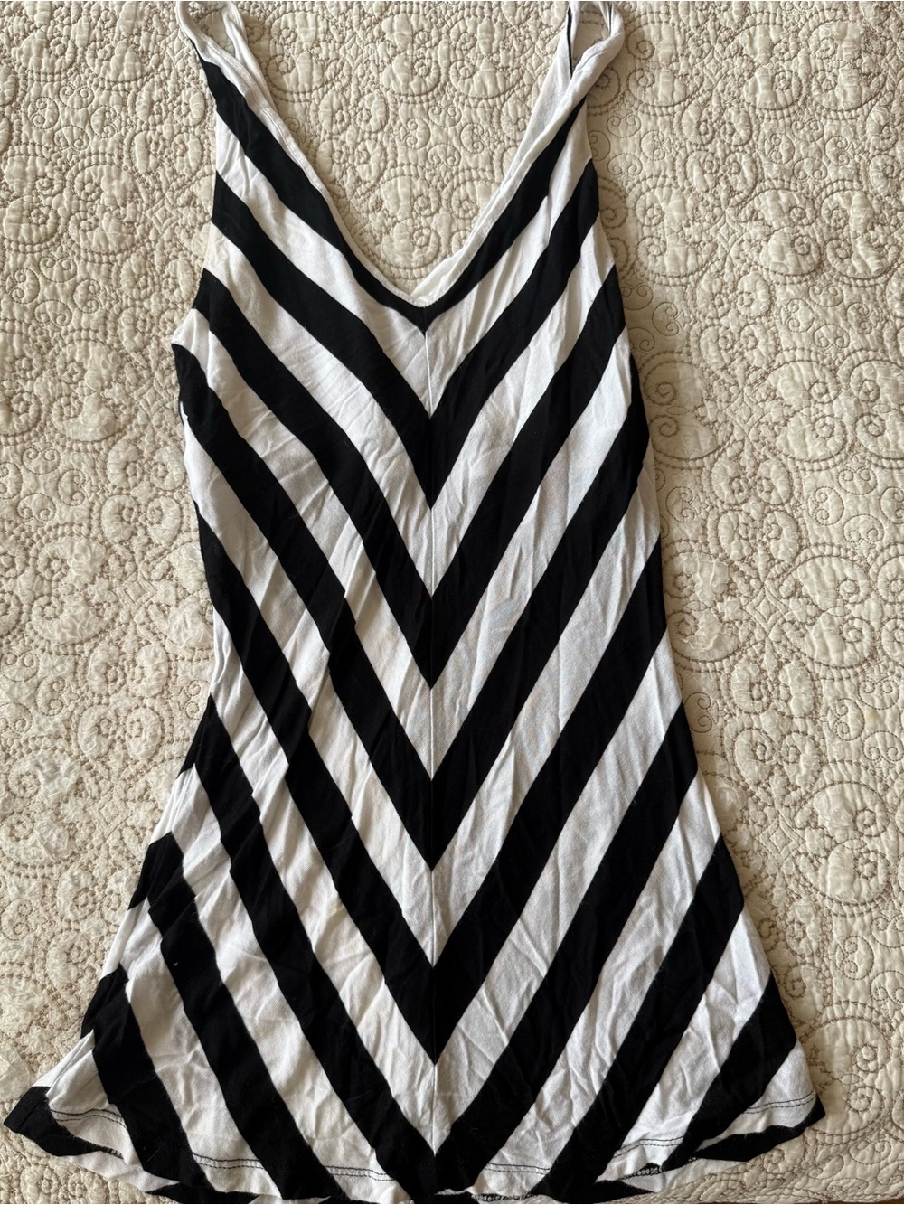 Y2K BEBE black & white striped tank/ micro mini dress